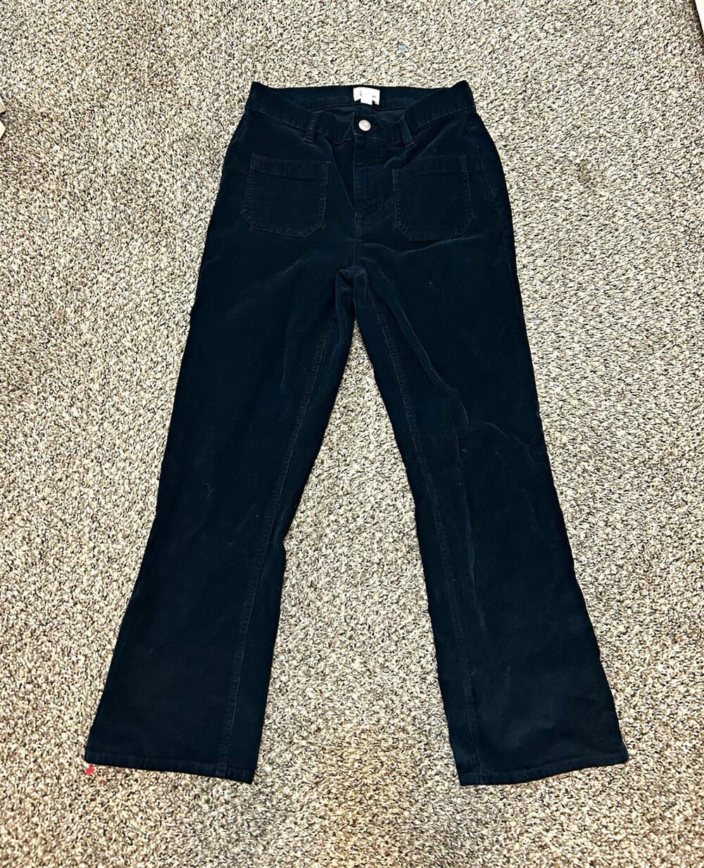 J.Crew Women's Black Corduroy Bootcut Pants Stretch Pockets Inseam 25”